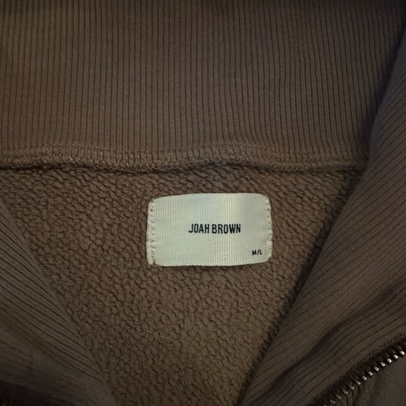 JOAH BROWN HALF ZIP CROP SWEATshirt PEPPERCORN medium large - Picture 6 of 10